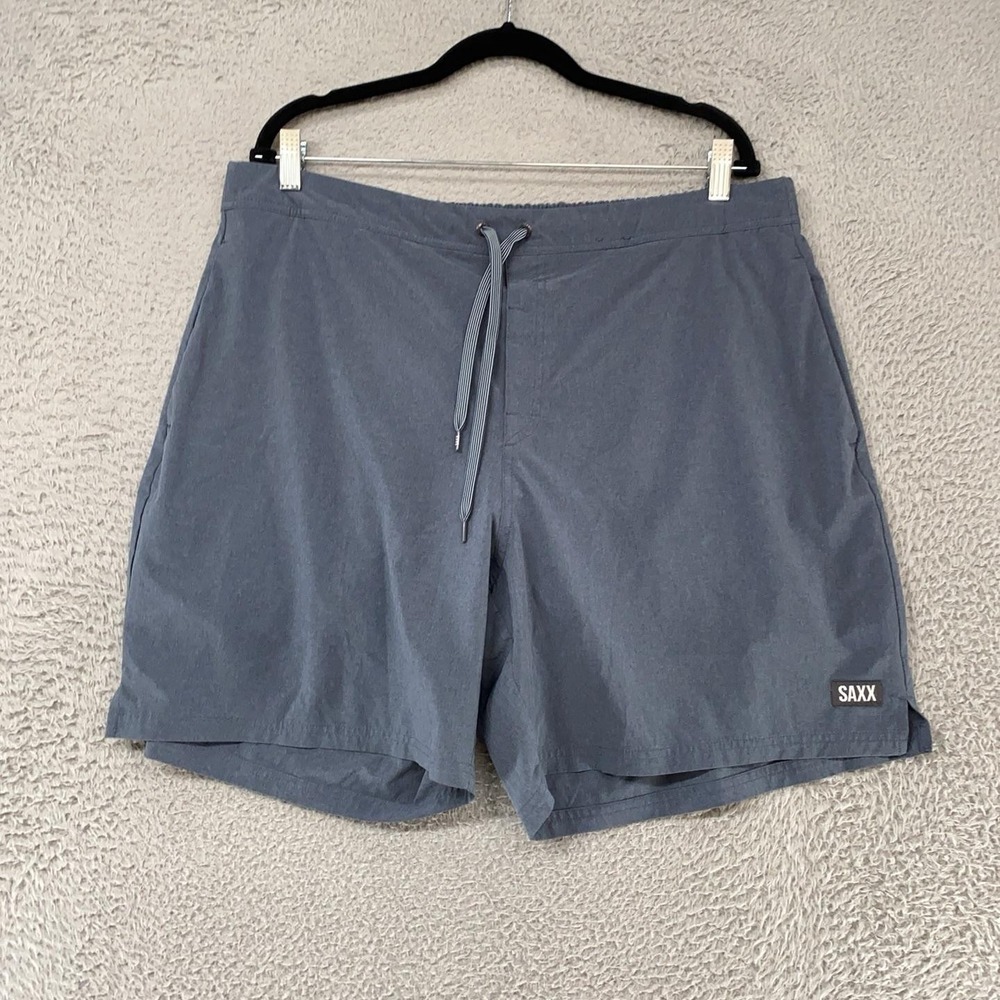 SAXX 2N1 Shorts Mens 2XL Blue 7 Inch Lined Running Gym Workout Hybrid